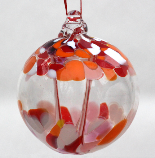 Click to view detail for DB-954 Ornament - Red Flower Mix Witchball $37
